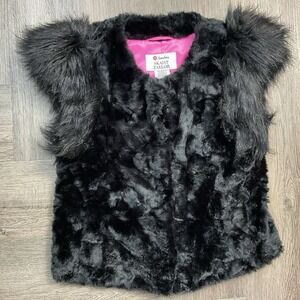 Skaist‎ Taylor Faux Fur Vest Womens Black Medium Glam Boho Whimsigoth Coquette